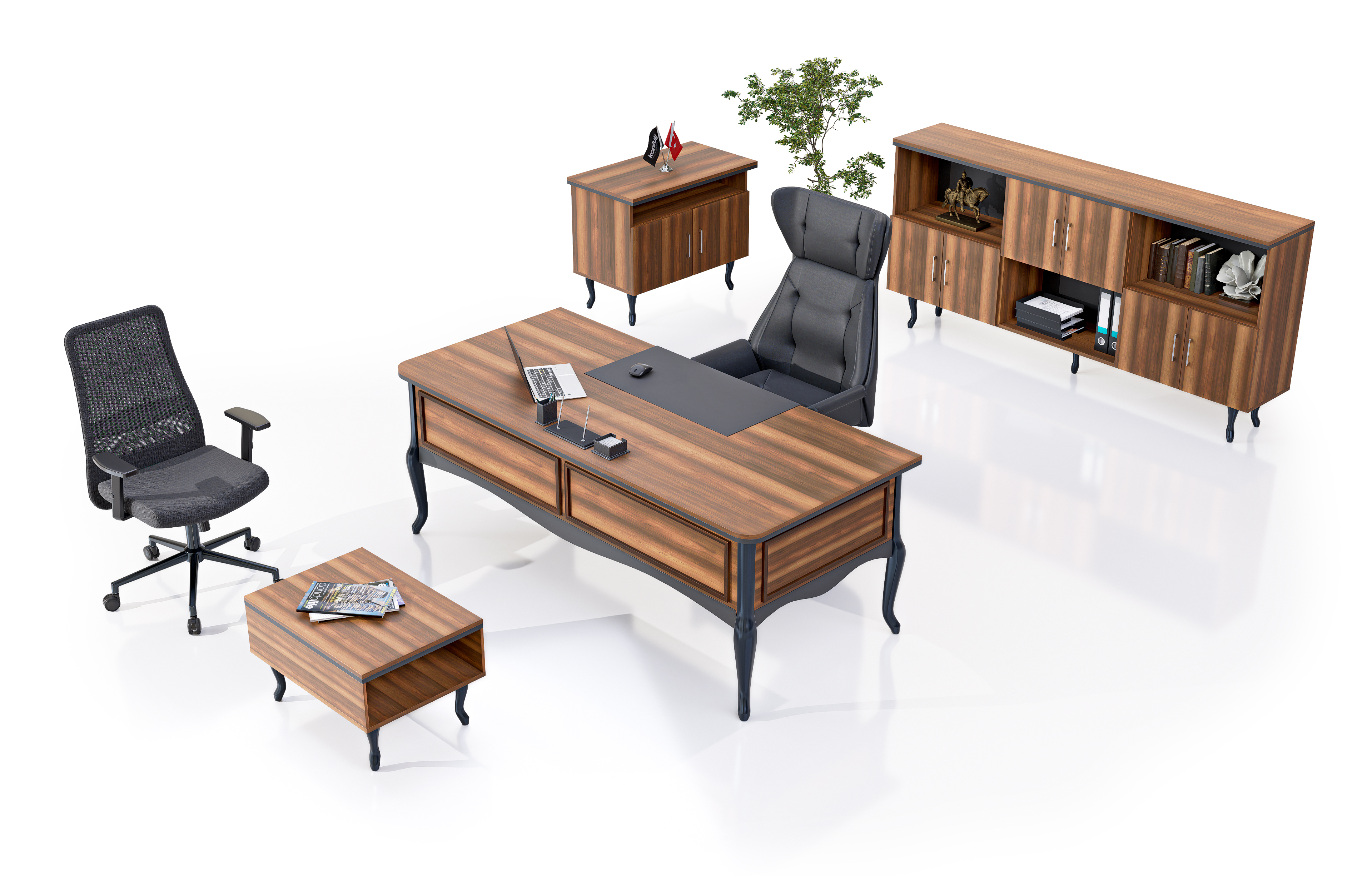 Konfull Executive Desks Ladin / Hamilton-Antrasit Gri