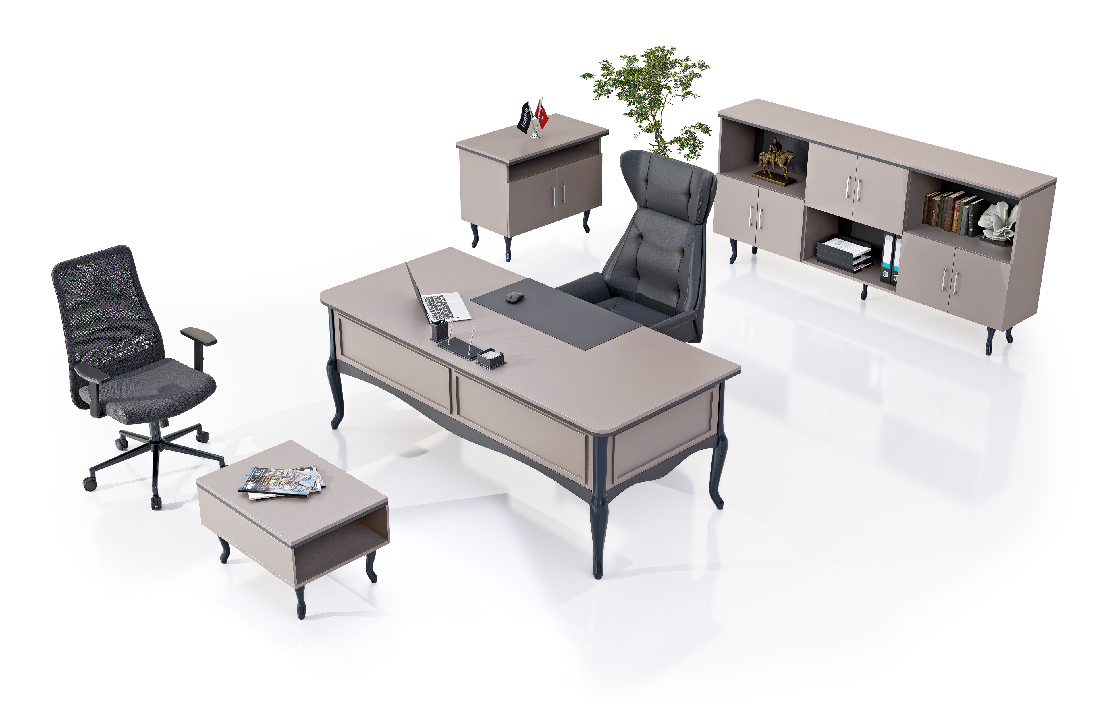 Konfull Executive Desks Ladin / Stone-Antrasit Gri