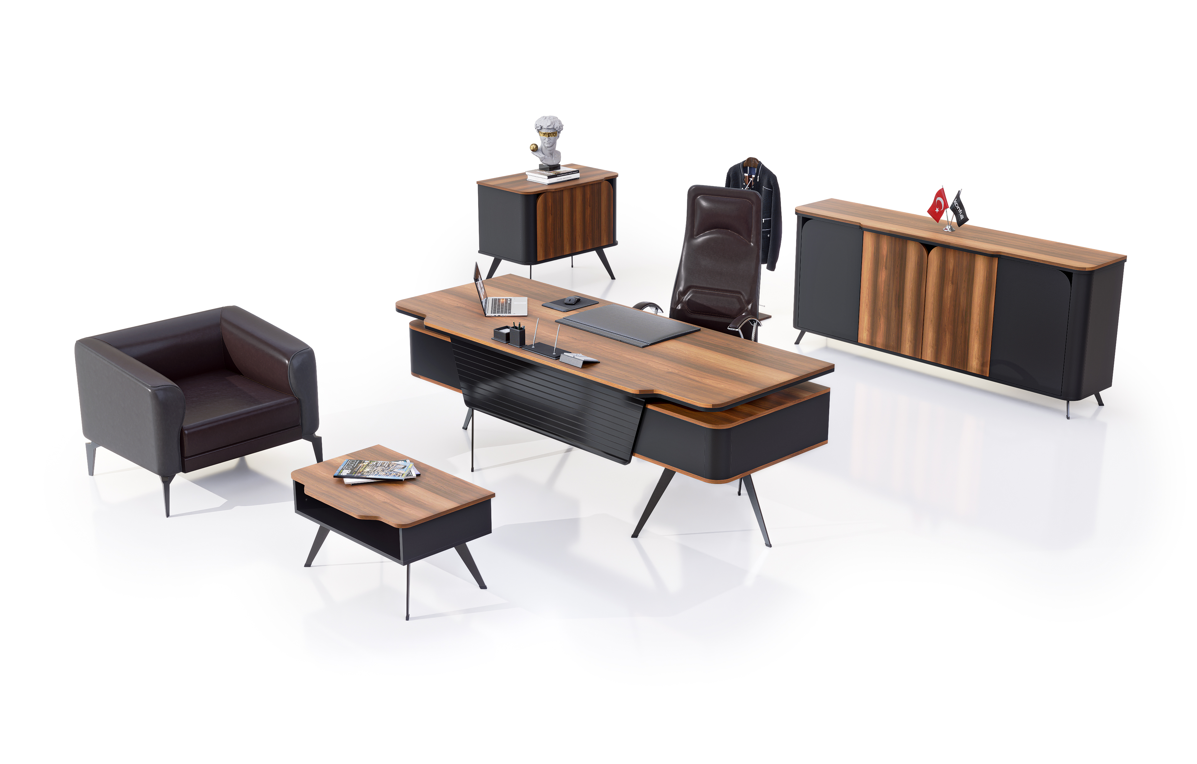 Konfull Executive Desks Zeus / Hamilton-Siyah